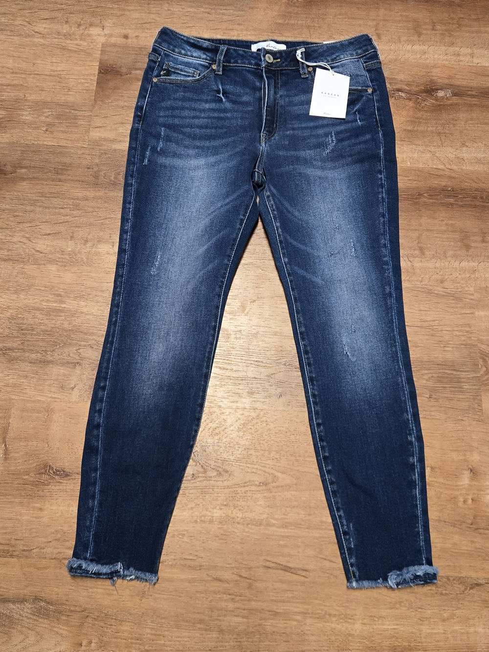 NWT!! KanCan Dark Blue Mid Rise Ankle Skinny Jeans 11 / 29 Raw Hem